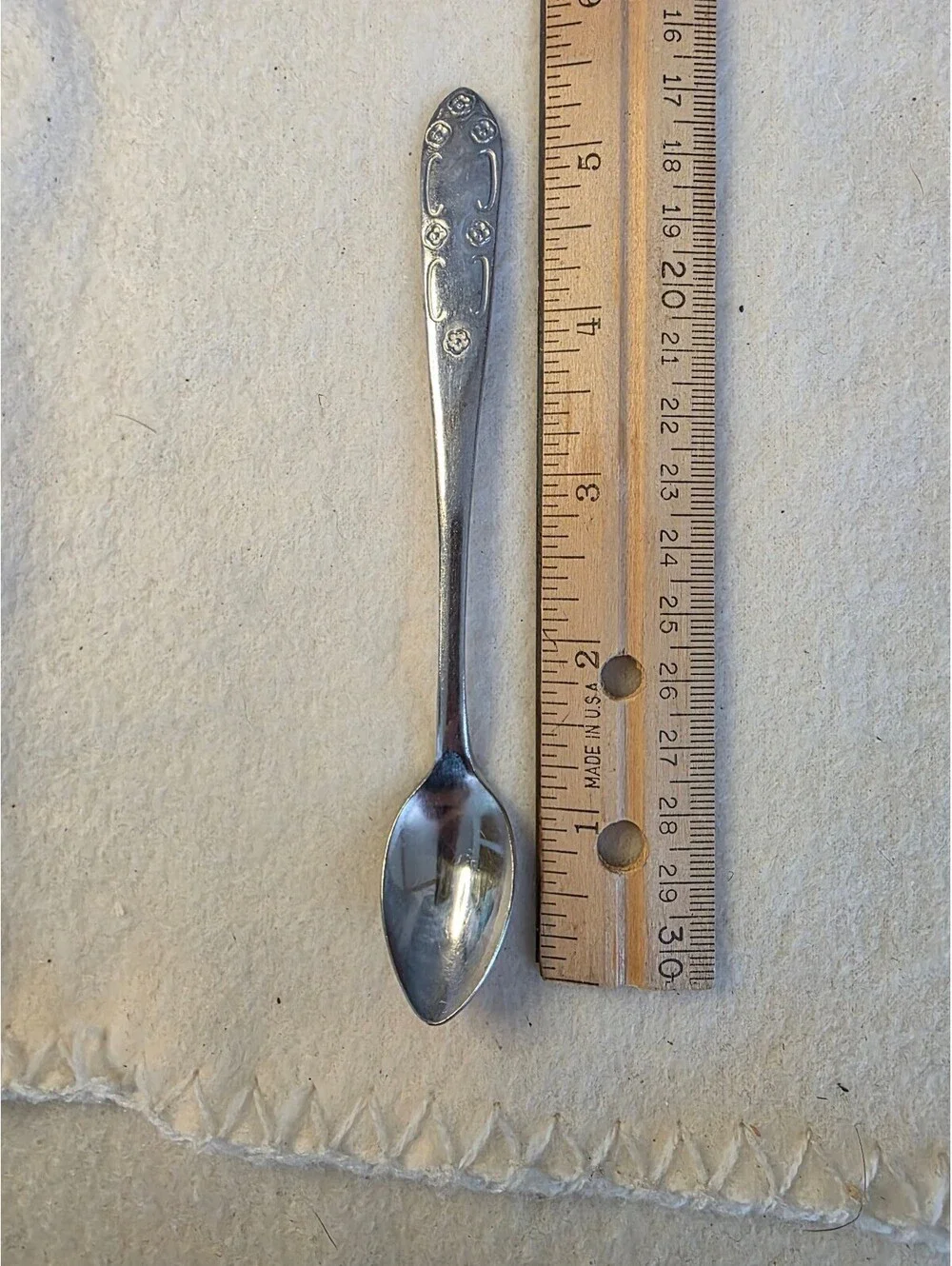 Vintage Korea Stainless Teaspoon Floral Rose Handle Replacement 5.75 Inch